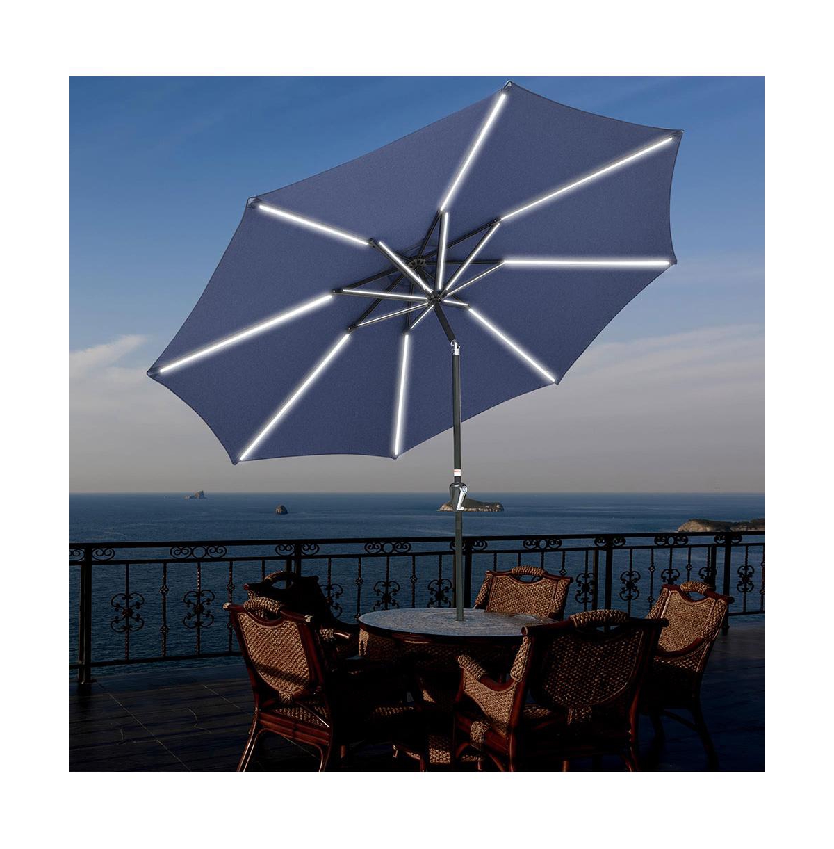 Yescom 9ft Solar Power Led Patio Umbrella Outdoor Yard Parasol Sunshade Tilt with Crank