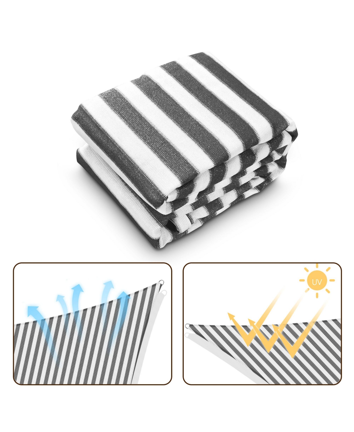 Yescom 19x13 Ft 97% Uv Block Rectangle Hdpe Sun Shade Sail Canopy Outdoor Patio Pool - Gray+white