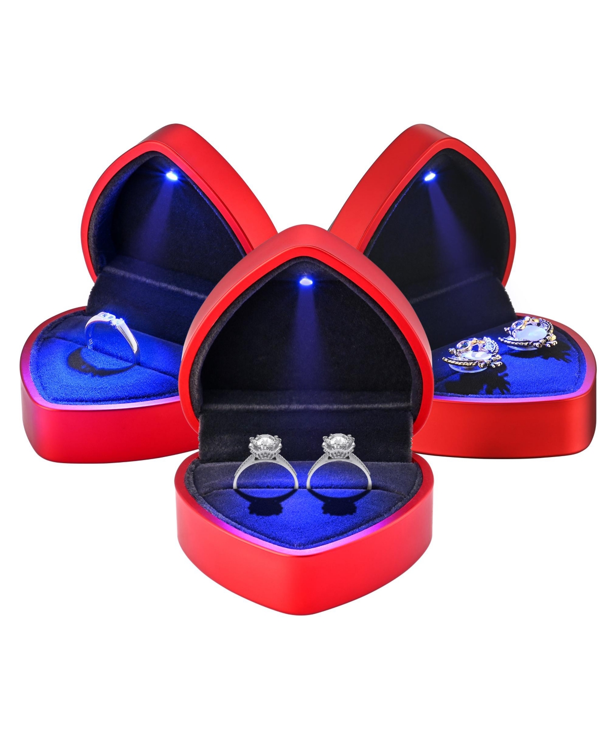 Yescom Heart Shape Led Ring Box Jewelry Wedding Engagement Proposal Light Case 4 Pack