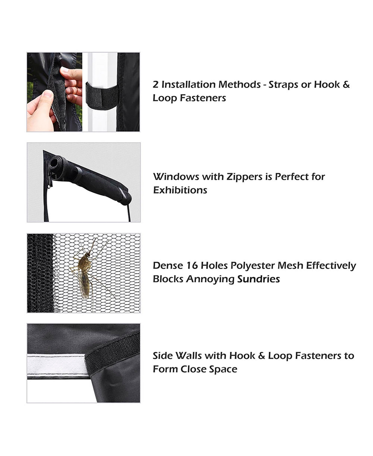 4 Mesh Sidewalls for 15x10 Ft Pop Up Canopy Tent with Windows Food Vendor Fair