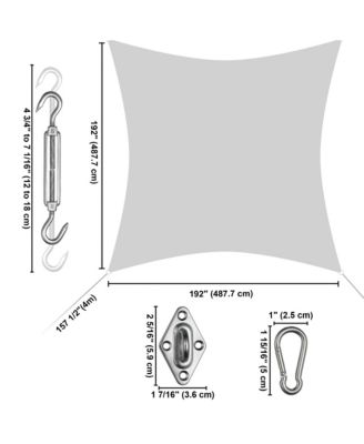 16x16 Ft Square Sun Shade Sail with Hardware Kit 97% UV Block Top Canopy Patio
