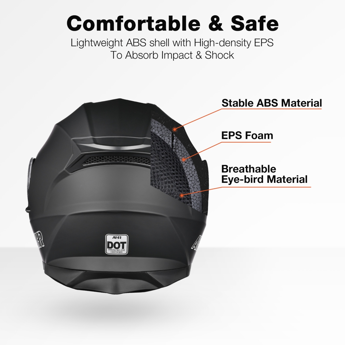Ahr Run-M3 Modular Flip Up Helmet Full Face Dual Visor Dot Motorcycle Bike
