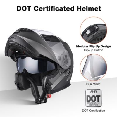 RUN-M3 Modular Flip Up Helmet Full Face Dual Visor DOT Motorcycle Bike XL