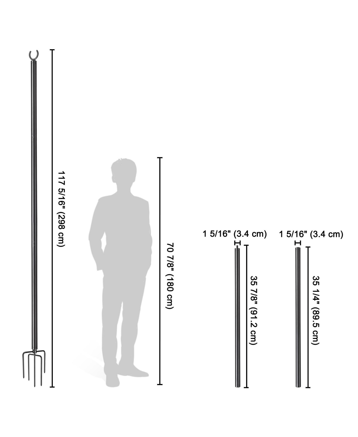 Yescom Ft String Light Pole Outdoor Metal Pole Aluminum Patio Backyard Party 2 Pack