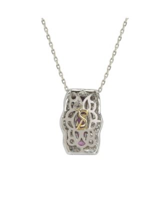 Pink Sapphire & Lab-Grown White Sapphire Curvy Frame 5 Stone Pendant Necklace in Sterling Silver by Suzy Levian