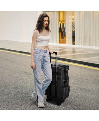 Classic Black Rolling 2in1 Cosmetic Case Sided Makeup Artist Organizer