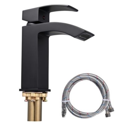Aquaterior Modern 1 Hole Bathroom Faucet Vanity Sink Basin Single Handle DIY Hotel Matt Black