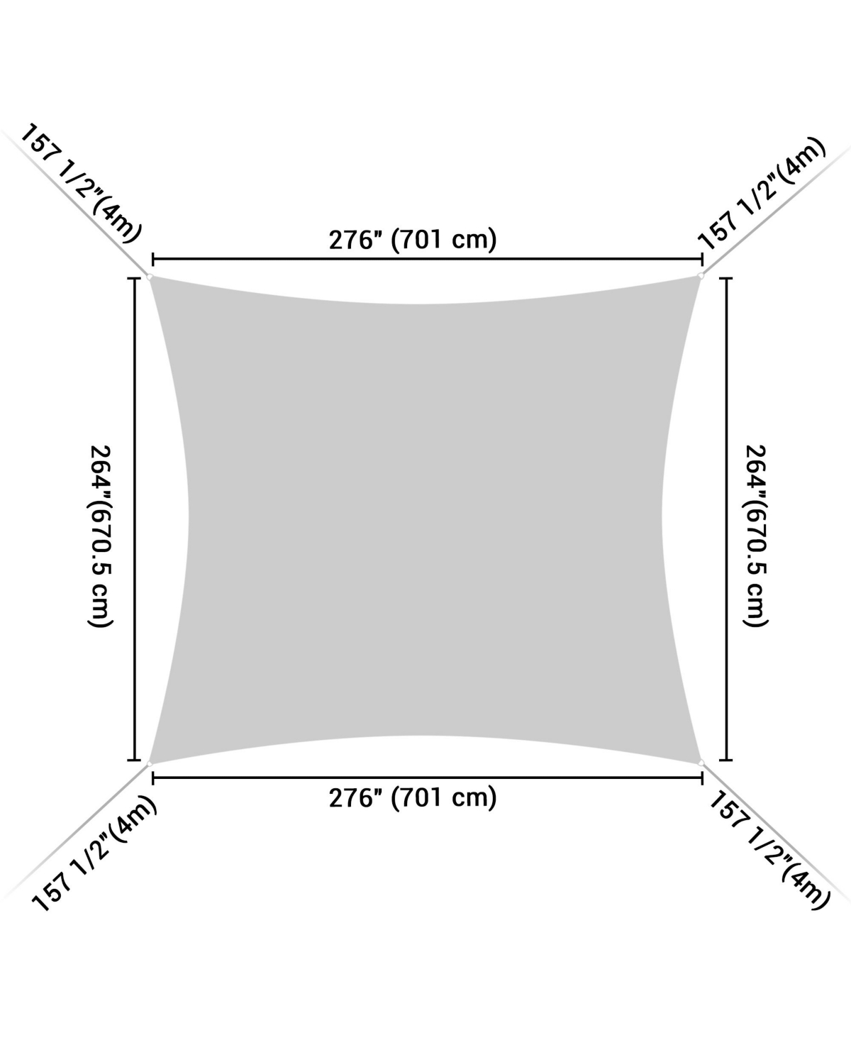 Yescom 23x22 Ft 95% Uv Block Rectangle Sun Shade Sail Canopy Cover Net Outdoor Pool