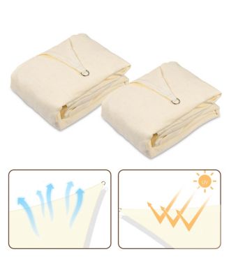 2 Pack 20 Ft 97% UV Block Triangle Sun Shade Sail Canopy Cover Net Outdoor Patio