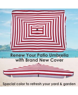 10x6.5 Ft Patio Umbrella Replacement Canopy Market Table Top Sunshade Cover