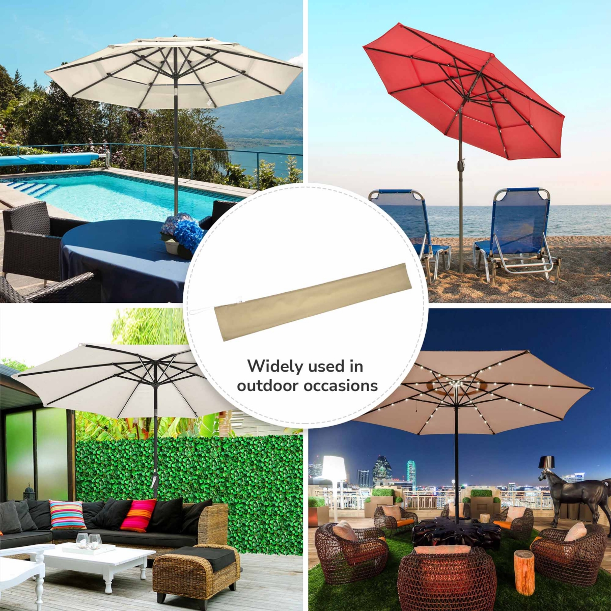 10 Ft 3 Tier Patio Umbrella with Protective Cover Crank Push to Tilt Hotel