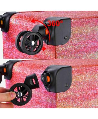 Red Gold Makeup Train Case Lockable Rolling Cosmetic Trolley Storage