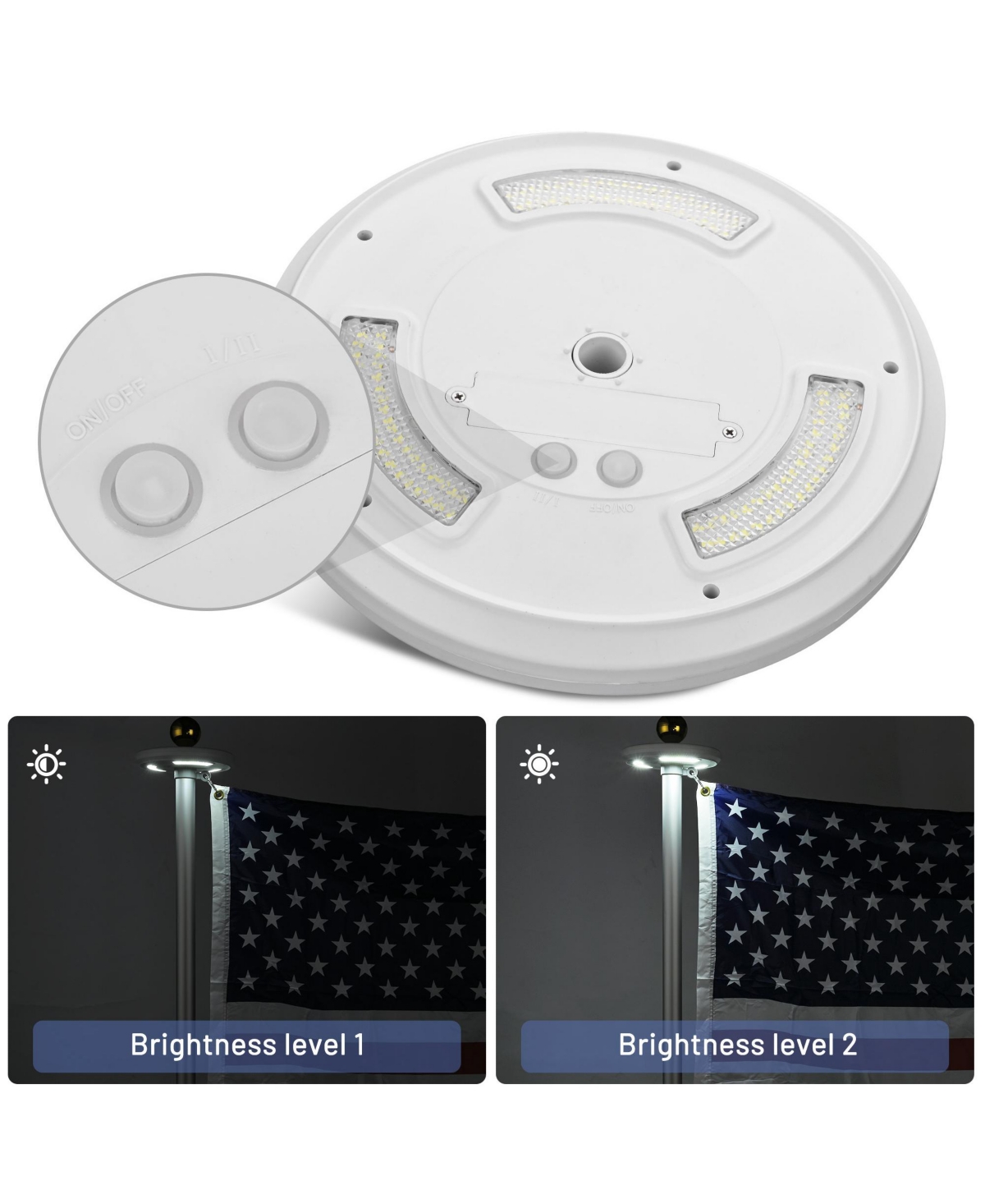 25 Ft Sectional Aluminum Flag Pole Kit with 111 Led Solar Light Us Flag Outdoor