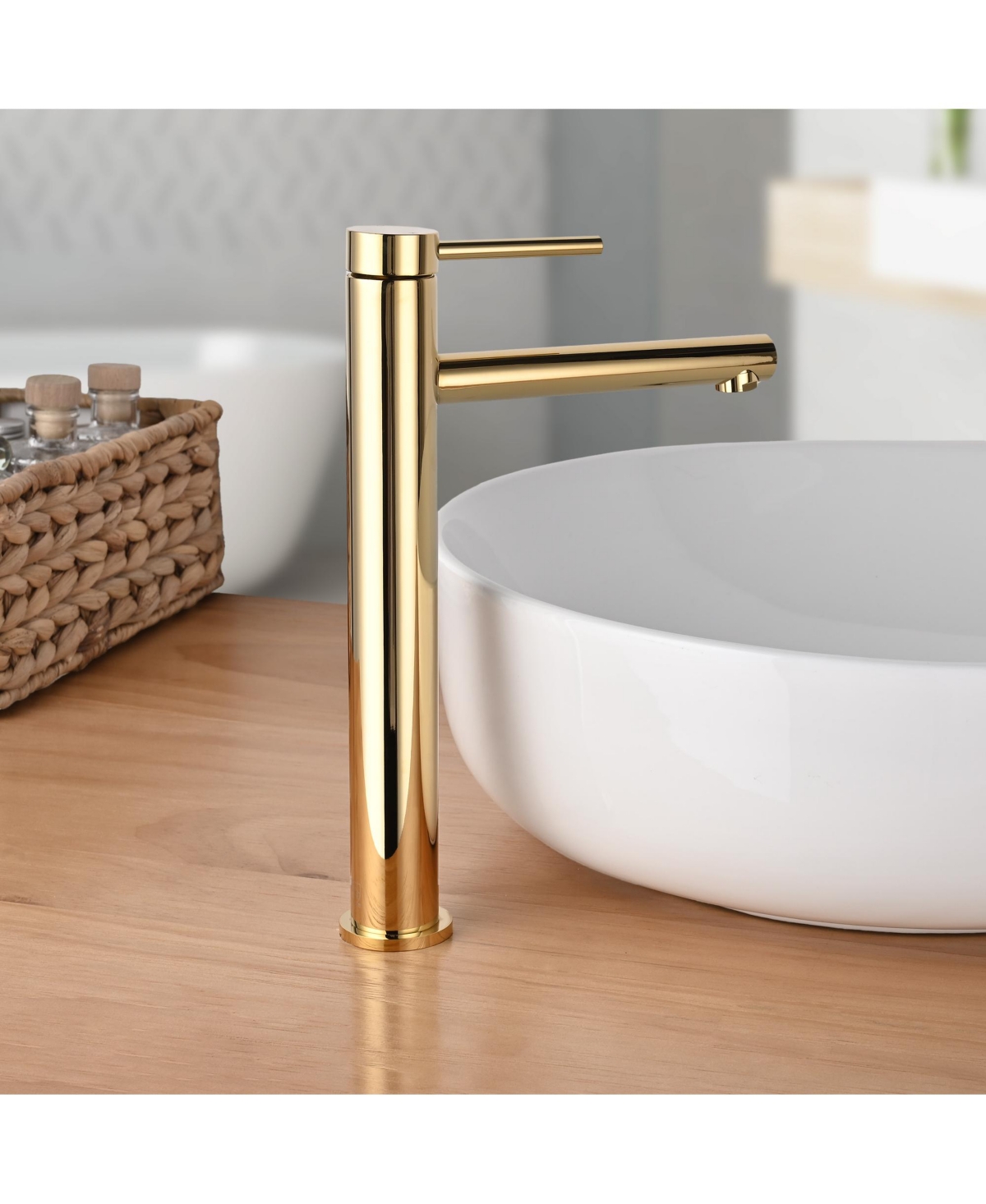 Aquaterior Gold Bathroom Vessel Sink Faucet Single Handle/Hole 8