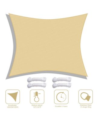 16x20 Ft 97% UV Block Rectangle Sun Shade Sail HDPE Canopy Patio Garden