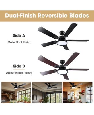 52" Ceiling Fan with Light Remote Control LED Chandelier Lamp 6 Speed Reversible