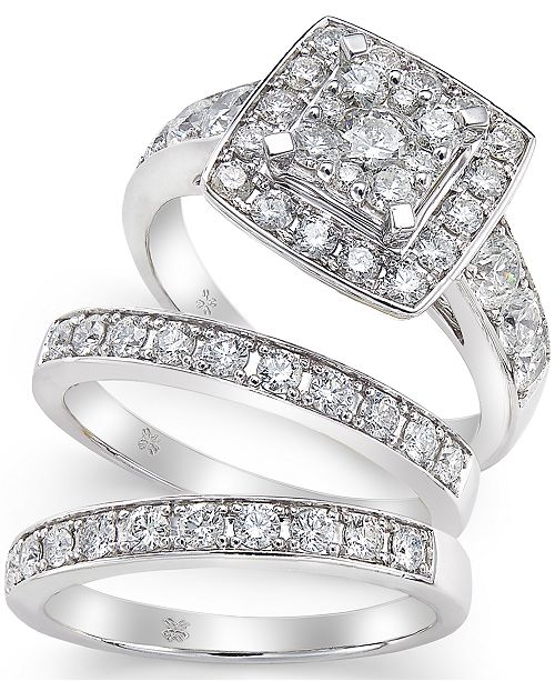 Macy S Diamond Engagement Ring Bridal Set 2 Ct T W In 14k