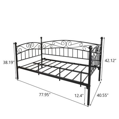 Metal Daybed Frame Multifunctional Mattress Foundation/Bed Sofa With Headboard, Twin, Black
