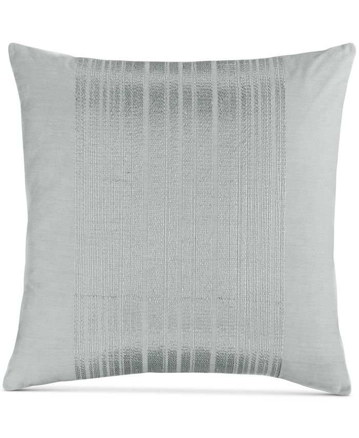 Calvin Klein Acacia 18" Square Silver Stripes Decorative Pillow Macy's