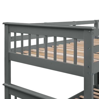 Twin-Over-Full Bunk Bed with Storage and Guard Rail
