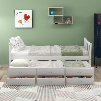 Daybed With Trundle And Drawers, Twin Size