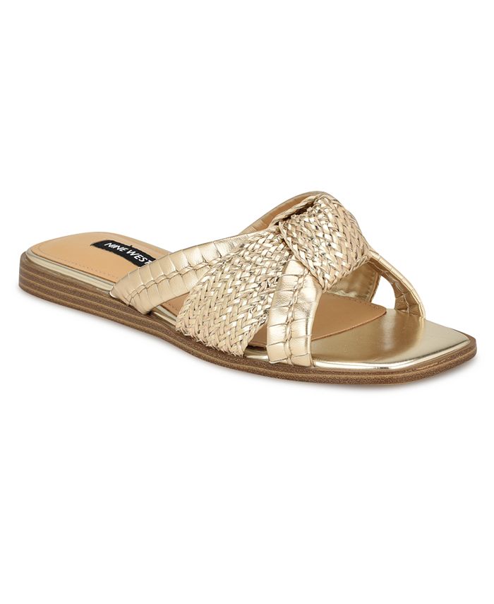 NINE WEST Olson Sandali Piatti Donna Con Punta Quadrata E Nodo, Colore Marrone 200, Taglia 36 EU, Slip-on Estivi Eleganti - 2