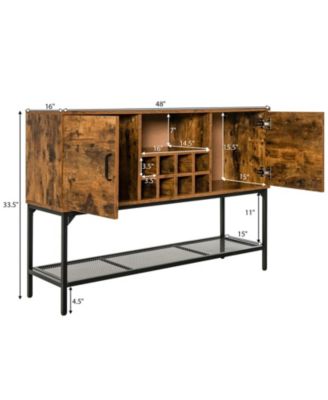 Industrial Kitchen Buffet Sideboard with Wine Rack and 2 Doors
