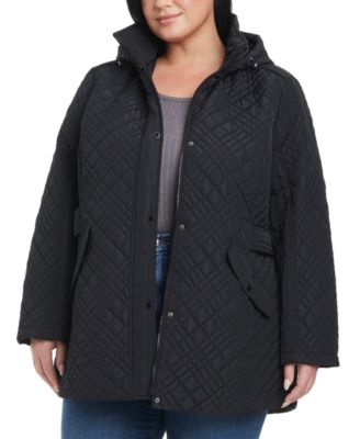 Plus Size Hooded Stand-Collar Quilted Coat