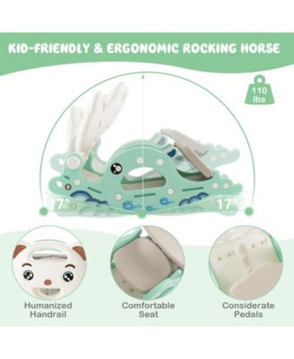 4-in-1 Kids Slide Rocking Horse with Basketball and Ring Toss