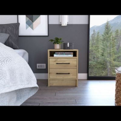 Philadelphia Nightstand, Two Drawers, Concealed Shelf