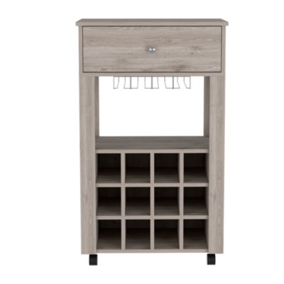 Ace Bar Cart, Twelve Built-in Wine Rack, Casters, Drawer
