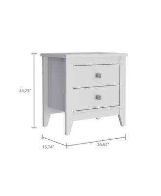 Breeze Four-Legged Modern Bedroom Nightstand, with Two Drawers