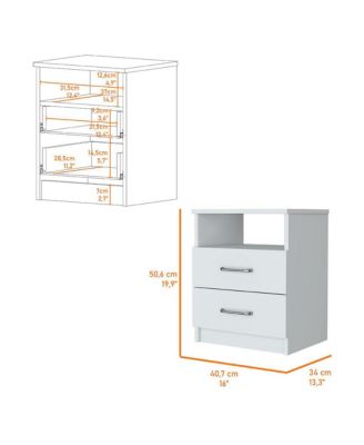 Oklahoma Nightstand,Two Drawers, One Shelf