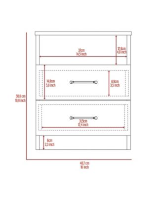 Oklahoma Nightstand,Two Drawers, One Shelf