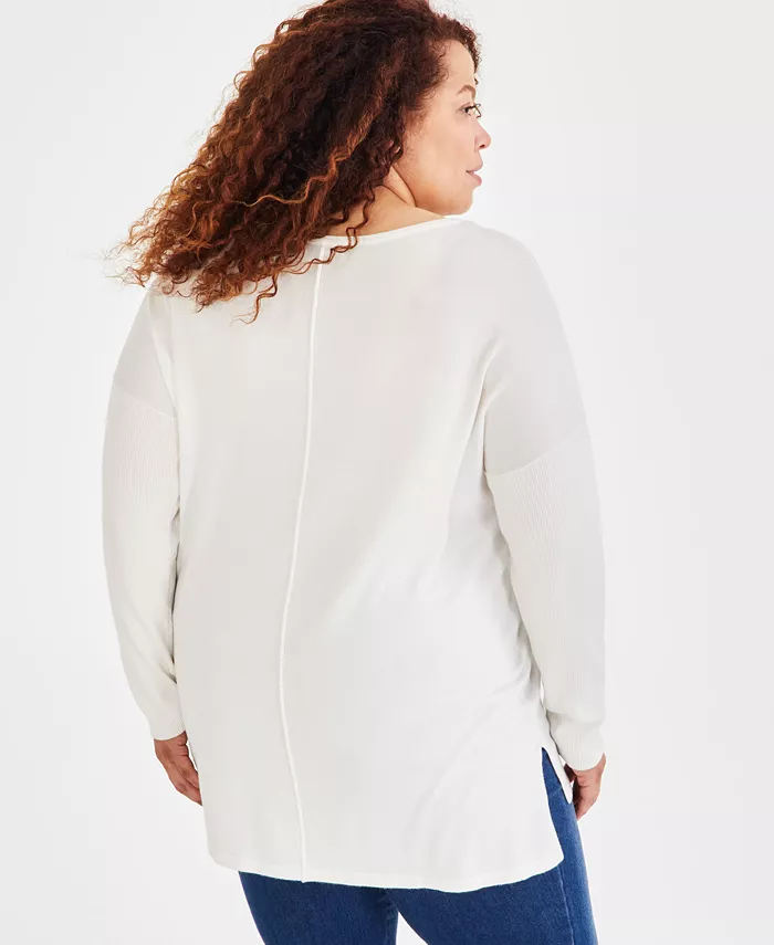 Plus Size Knit Seam-Front Tunic Top - thumbnail 4