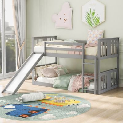 Twin Over Twin Bunk Bed With Slide And Ladder