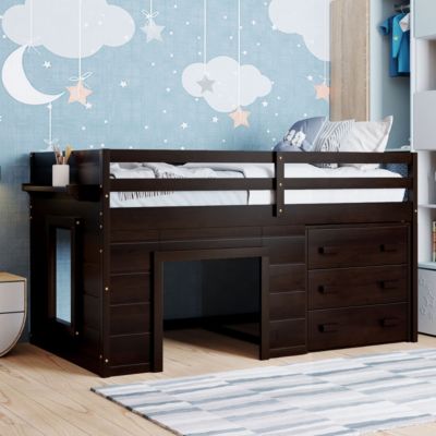 Streamdale Twin Size Loft Bed With Cabinet And Shelf