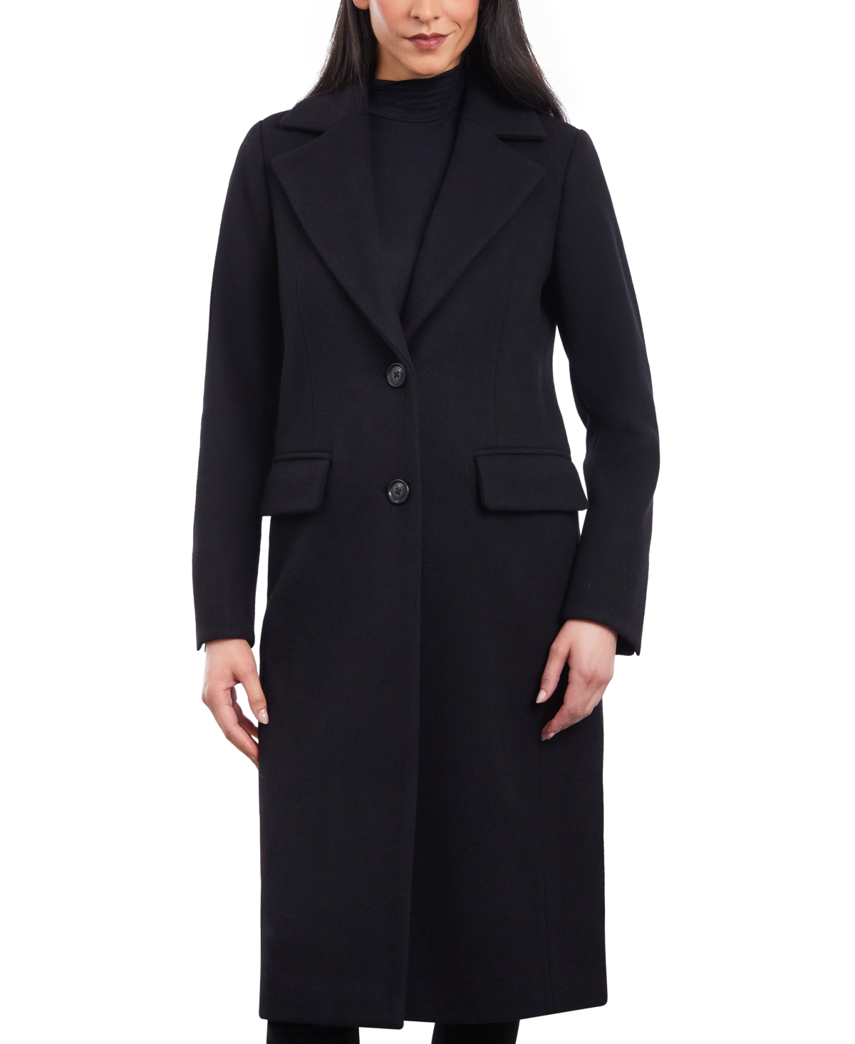Shop Michael Kors Michael  Women's Single-breasted Coat, Created For Macy's In Black