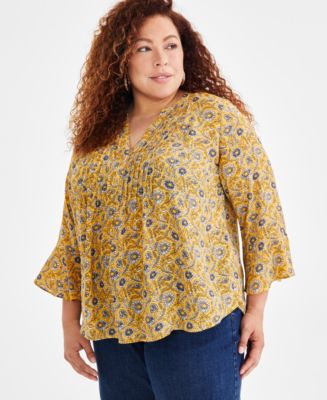 売れ筋商品|||スタイルアンドコー カットソー トップス レディース Plus Size Morning Glories Pintuck Top, Exclusively at Macy's Glories Industrial Blue Style & Co Plus Size Morning Glories Pintuck Top