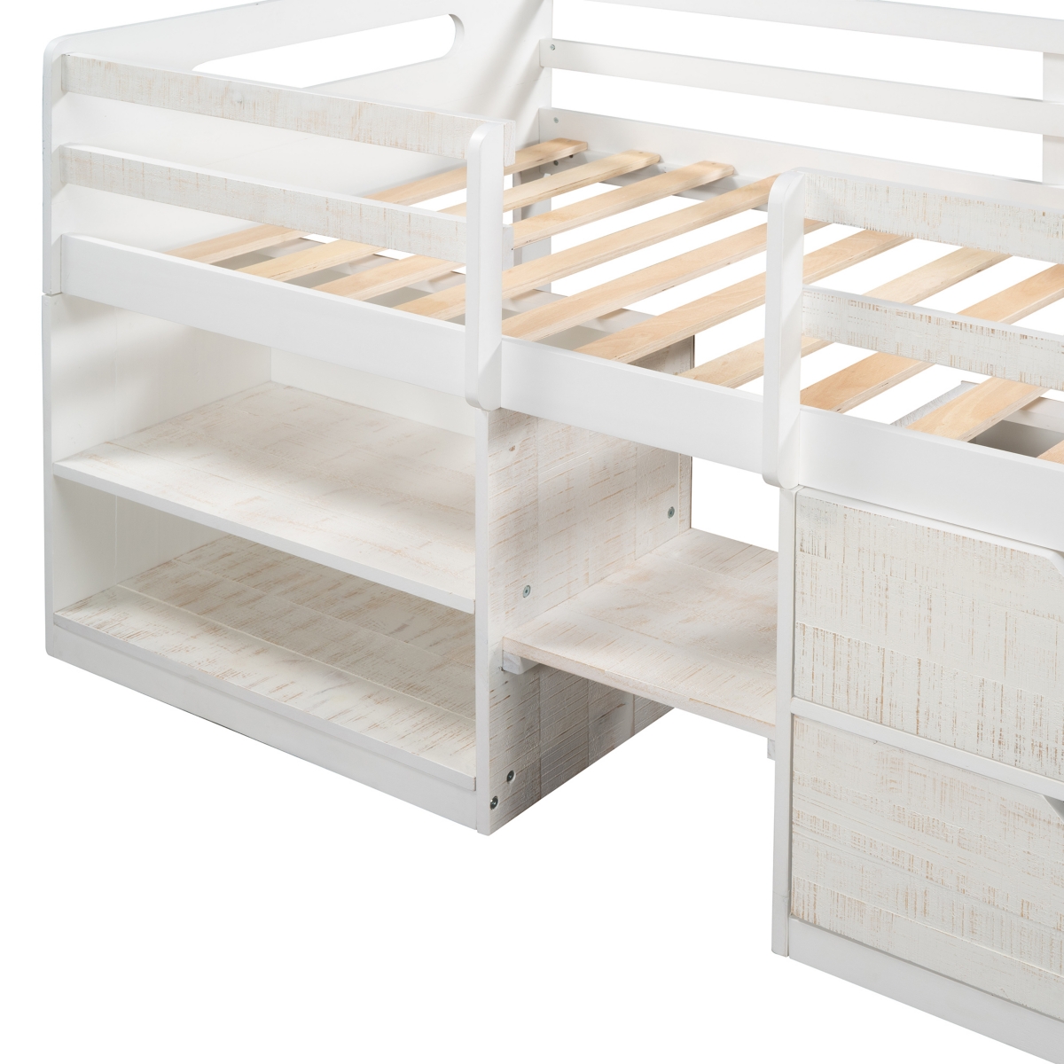 Streamdale Furniture Twin Size Loft Bed With Two Shelves And Two Drawers