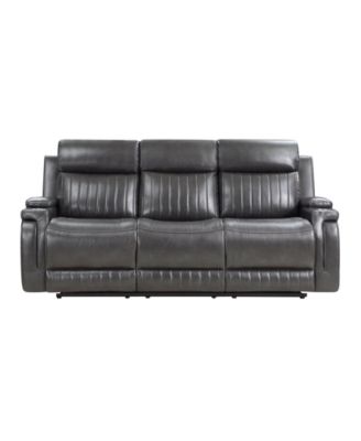 White Label Wallstone 82" Double Reclining Sofa with Drop-Down Cup Holder