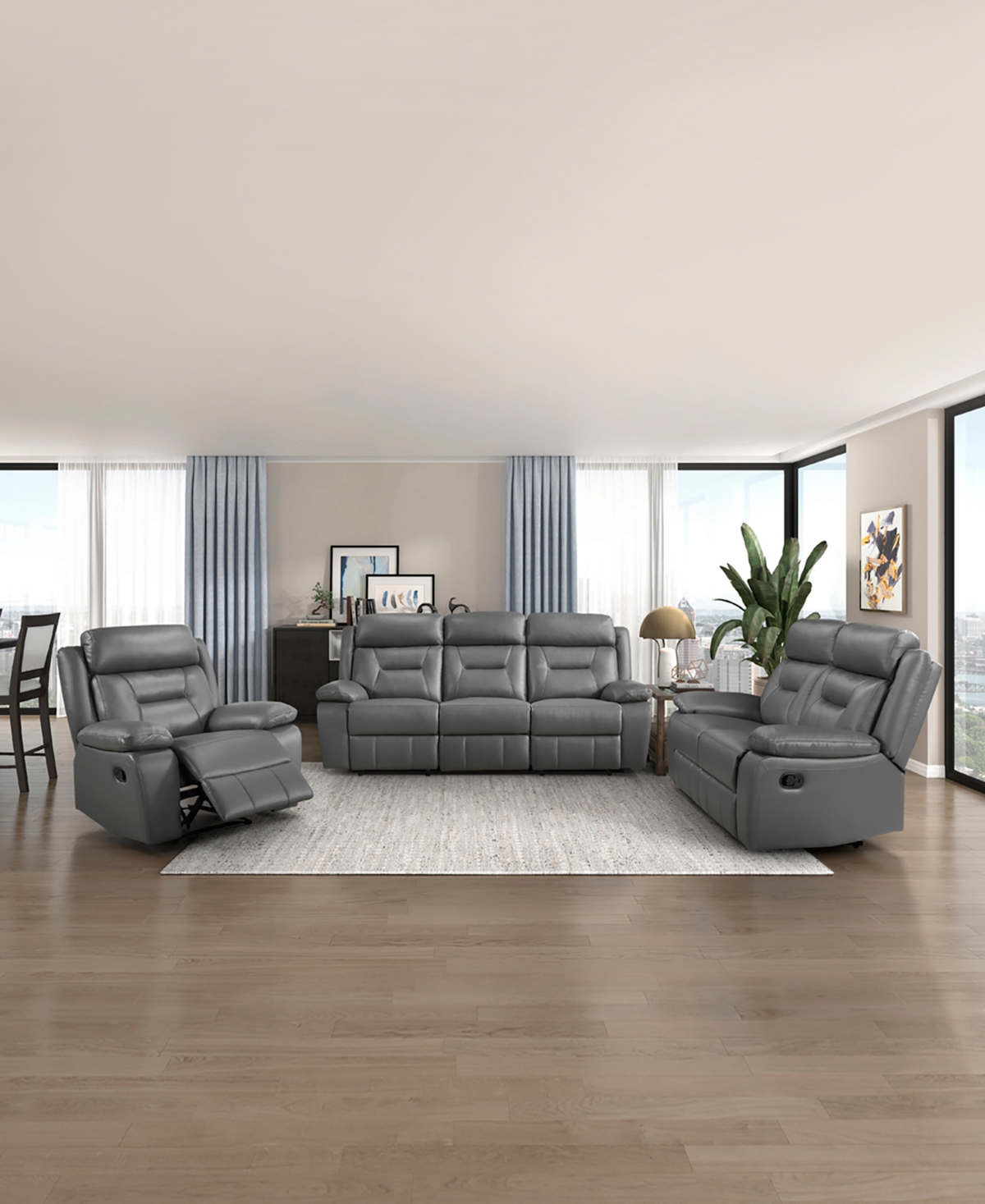 Homelegance White Label Corvallis 63" Double Reclining Love Seat In Dark Gray