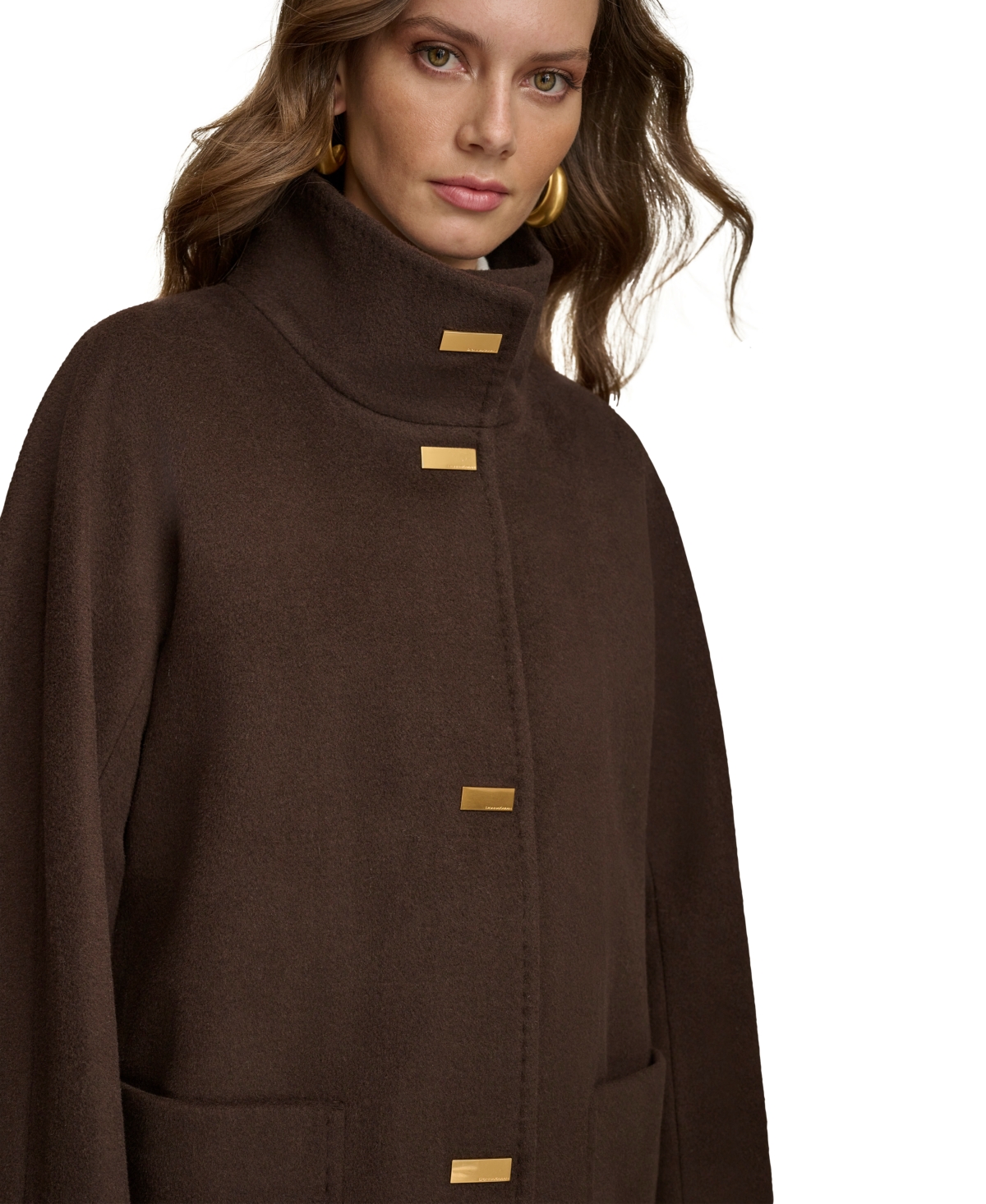 Donna Karan New York Women's Stand-Collar Single-Breasted Coat