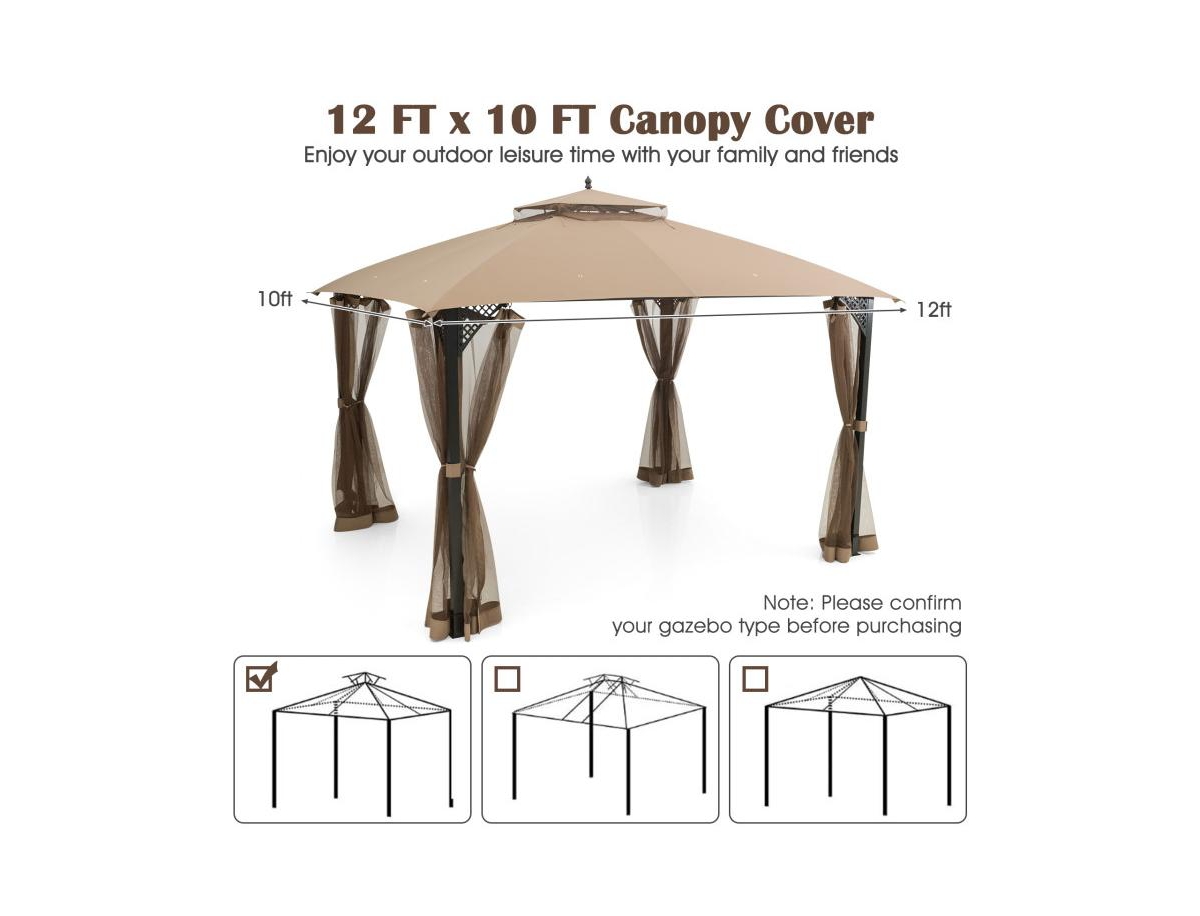 Slickblue 10 x 12 Feet Gazebo Replacement Top with Air Vent and Drainage Holes
