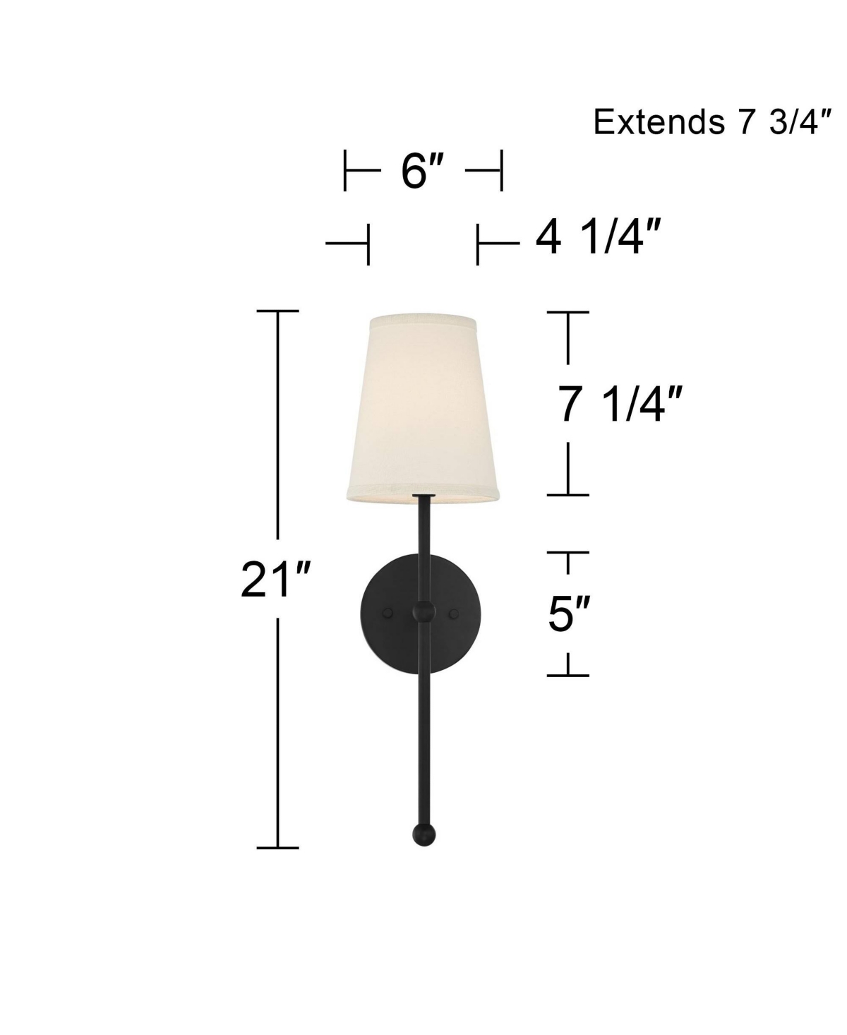 Elena Modern Wall Light Sconce MatteMetal Hardwired Fixture Cream Linen Tall Drum Shade for Bedroom Bedside Living Room Hallway Dining House