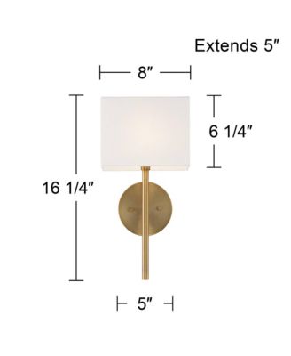 Modern Wall Sconce Lighting Warm Brass Hardwired 16 1/4" High Fixture Rectangular Linen Bedroom Home Living Room