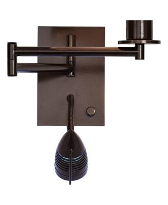 Radix Modern Swing Arm Wall Lamp Bronze with Cord Cover LED Reading Light Plug-in Light Fixture Oatmeal Shade for Bedroom Bedside