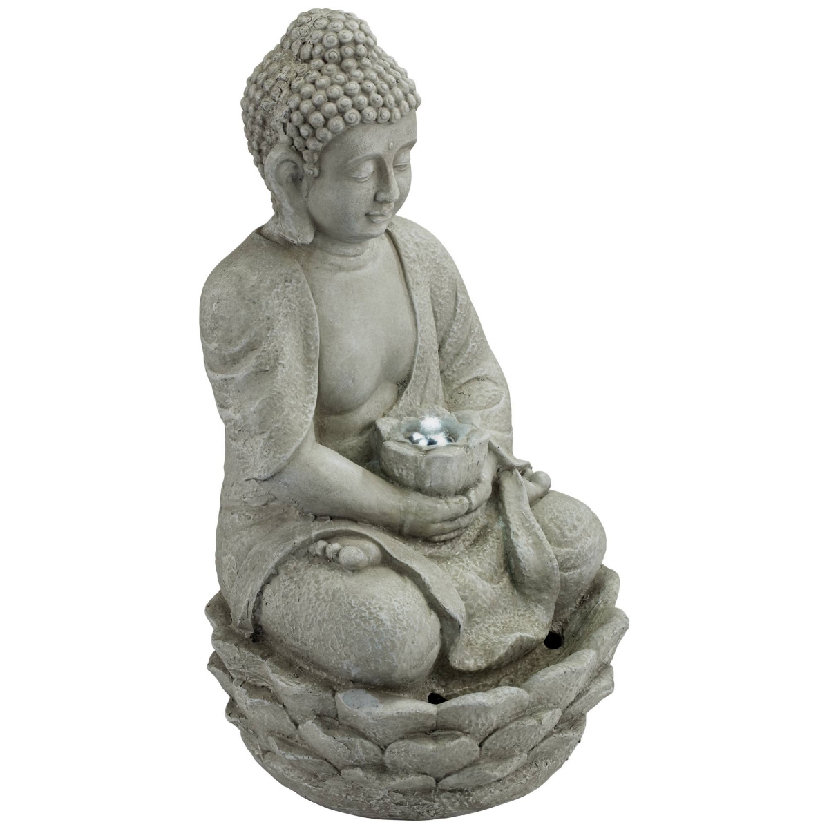 Sitting Buddha Asian Zen Outdoor Bubbler Water Fountain High with Led Light Meditation Decor for Garden Patio Yard Deck Home Lawn Porch House Rela