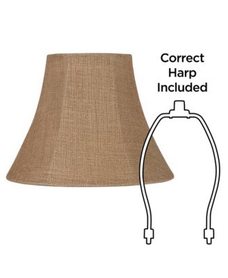 Set of 2 Bell Lamp Shades Natural Medium 7" Top x 14" Bottom x 10.5" High Spider Replacement Harp and Finial Fitting