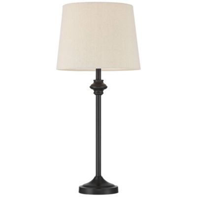 Lynn Modern Industrial Buffet Table Lamps 26" High Set of 2 Dark Bronze Metal Oatmeal Drum Shade for Bedroom Living Room Bedside Office